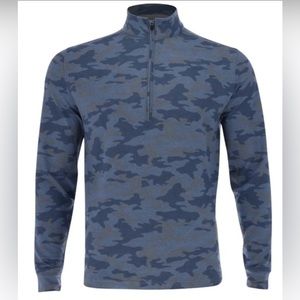Johnnie-O Rodney 1/4 Zip Pullover Slate Blue Camo Microfleece SMALL NWT